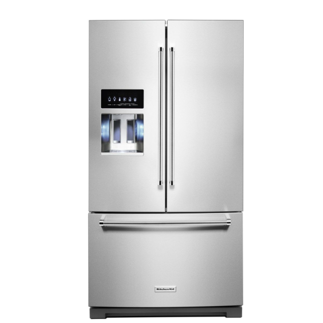KitchenAid® 36 in. 27.0 Cu. Ft. Stainless Steel with PrintShield™ Finish French Door Refrigerator - My Store